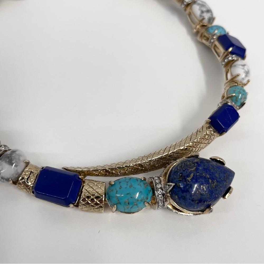 Roberto Cavalli Crystal Stone Snake Collar Necklace‎ Art To Wear - Picture 6 of 10